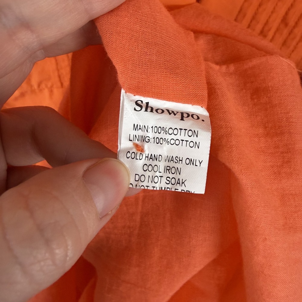 Showpo Zandra Mini Dress Size 8 Orange Puff Sleeve Cotton Poplin Vibrant Bright - Picture 10 of 15